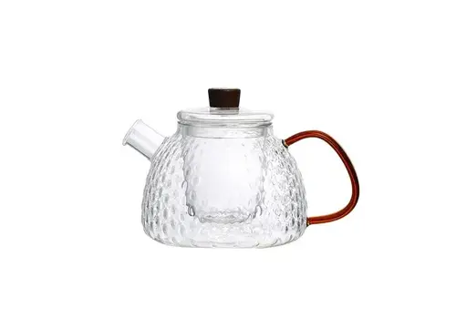 Point Virgule Théière en verre borosilicate martelé avec filtre 1 L