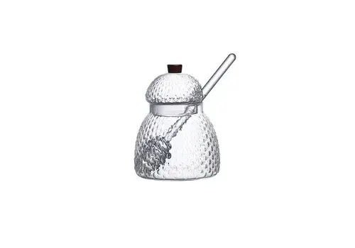 Point Virgule Set van honingpot en lepel uit gehamerd borosilicaatglas