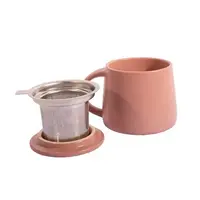 Stoneware tea mug with stainless steel infuser Rose Sand 300 ml
