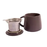 Tasse en grès avec infuseur en acier inoxydable Midnight Mocha 300 ml