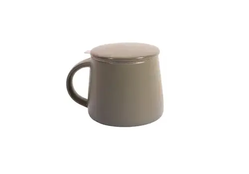 Point Virgule Tasse à thé en grès avec infuseur en acier inoxydable, vert olive, 300 ml