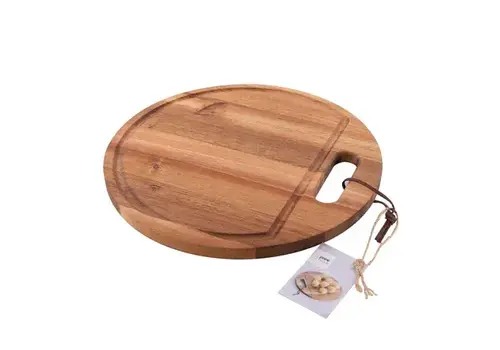 Point Virgule Rundes Servierbrett mit Saftrille aus Akazienholz, 30 cm