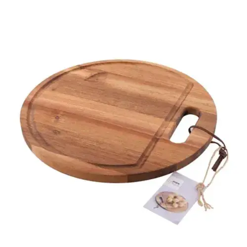 Round serving board with juice groove made of acacia wood 30cm 