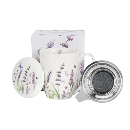 Tasse Flowers + infuseur, 360 ml, LAVANDE, coffret cadeau 