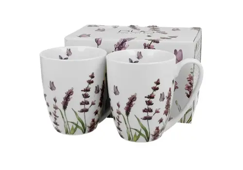 Flowers Tasse 360 ml, Lavendel, 2er-Set, Geschenkbox