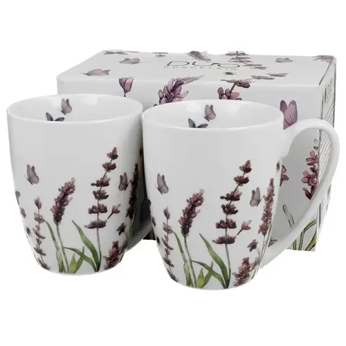 Flowers Mug 360ml, LAVENDER, 2 pcs set, gift box 