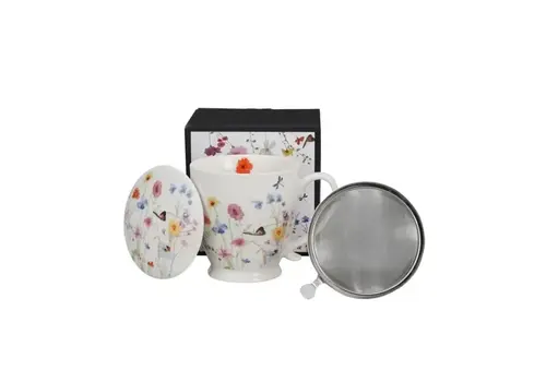 Duo Flowers CELEBRATE TODAY, Tasse mit Teesieb, 480 ml, AMELIA, Geschenkbox
