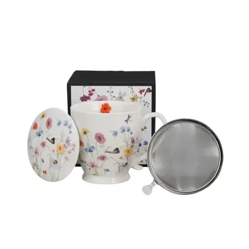 Flowers CELEBRATE TODAY, Tasse mit Teesieb, 480 ml, AMELIA, Geschenkbox 