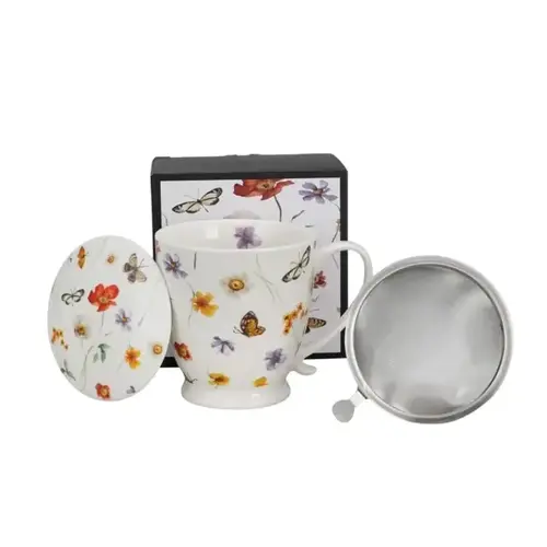 Flowers CELEBRATE TODAY, Tasse mit Teesieb, 480 ml, MARGARET Geschenkbox 