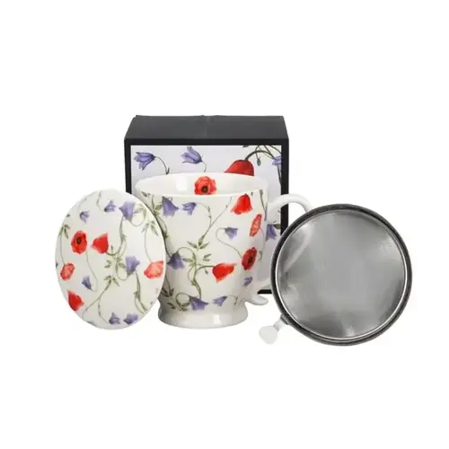 Flowers CELEBRATE TODAY, Tasse mit Teesieb, 480 ml, ANGELA, Geschenkbox 