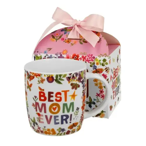 Tasse 400 ml, BEST MOM, Geschenkbox mit Schleife 