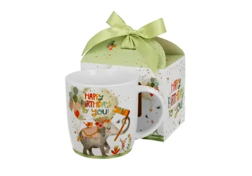 Mug 400ml, HAPPY BIRTHDAY, ribbon gift box