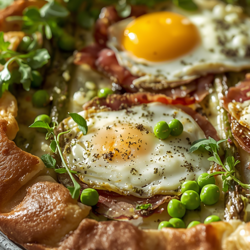 Aspergetaart met gedroogde ham en geitenkaas