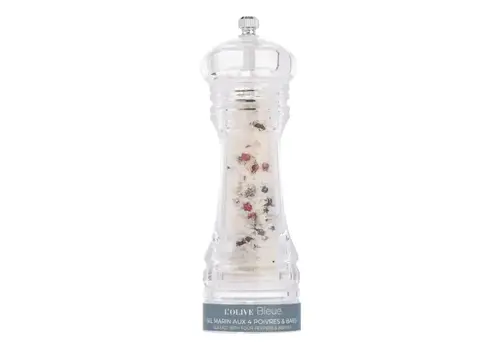 L'olive bleue Sea salt with 4 berry pepper in a luxury grinder 45 g
