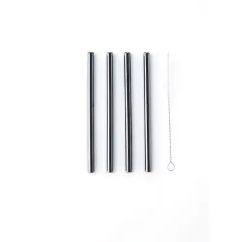 Short Metal Cocktail Straws Black 14 cm - Reusable 