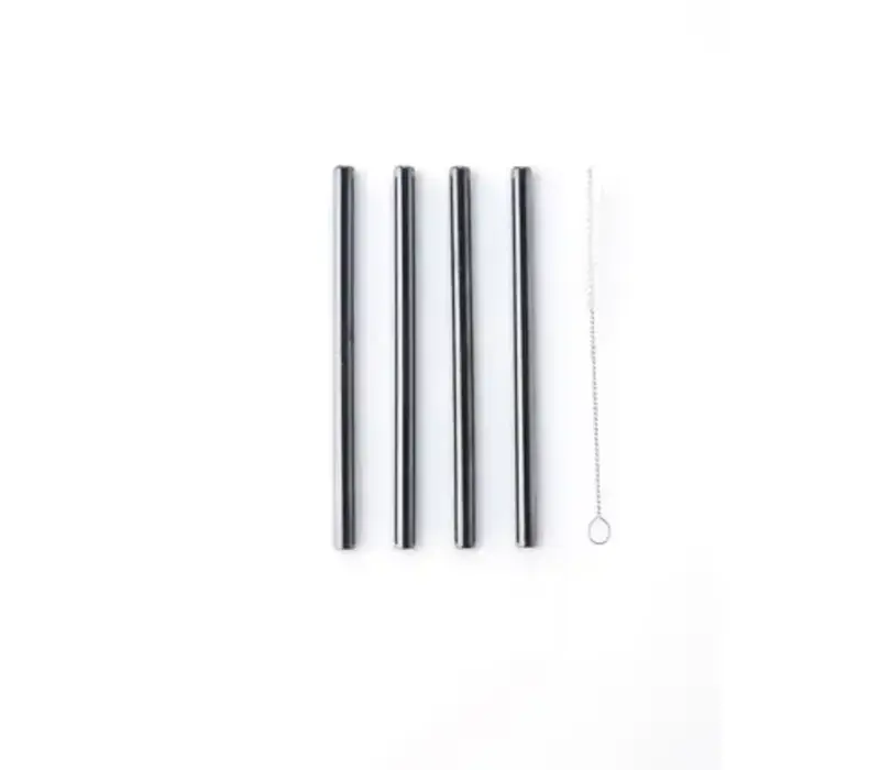 Short Metal Cocktail Straws Black 14 cm - Reusable