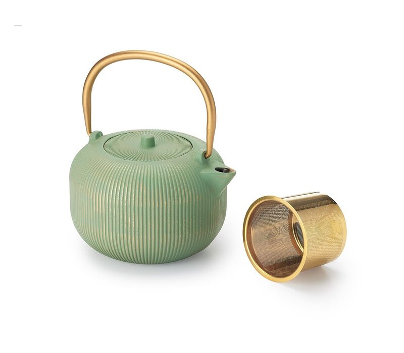 Teekanne mit Filter „Yichu“ – grün-gold