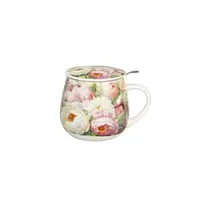 Flowers Barrel Becher mit integriertem Teesieb, 430 ml, Peonies, Geschenkbox