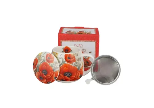 Duo Flowers Barrel Mug avec infuseur, 430 ml, coquelicots, coffret cadeau