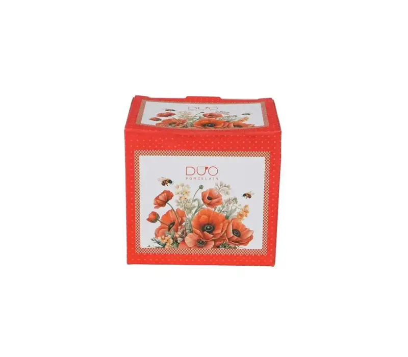 Blumenfassbecher mit integriertem Teesieb, 430 ml, Mohnblumen, Geschenkbox