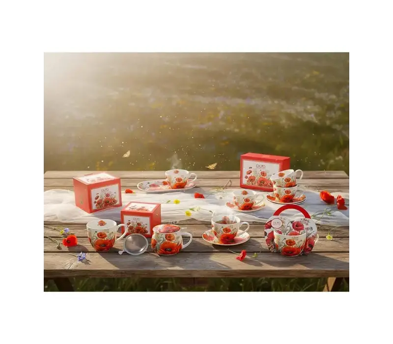 Flowers Barrel Mug avec infuseur, 430 ml, coquelicots, coffret cadeau