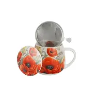 Flowers Barrel Mug avec infuseur, 430 ml, coquelicots, coffret cadeau