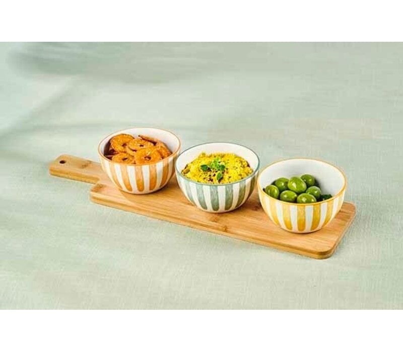 Aperoset Copa met serveerplank & 3x bowl D11,5 x H5 cm