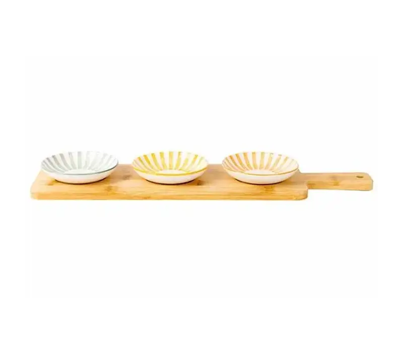 Aperitif-Set Copa mit Servierbrett und 3 Schalen (Durchmesser 10 cm, Höhe 2 cm)