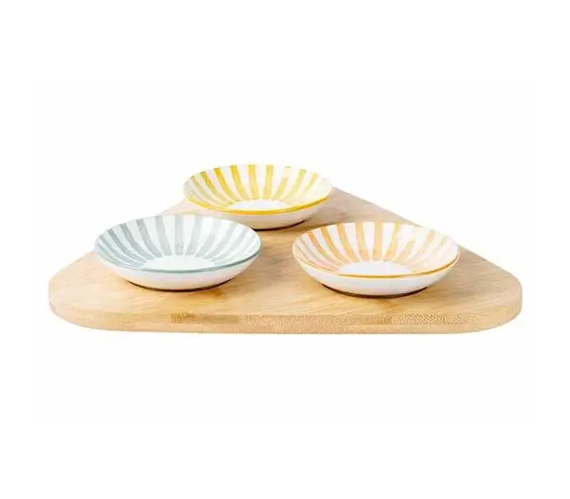 Service à apéritif Copa avec plateau de service et 3 bols (diamètre 10 cm, hauteur 2,5 cm).
