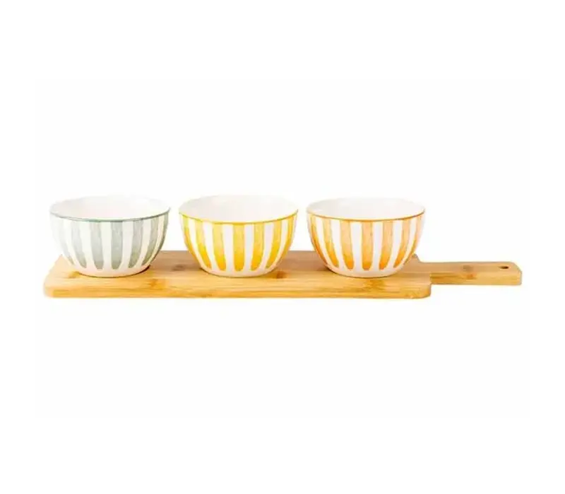 Service à apéritif Copa avec planche de service et 3 bols D11,5 x H5 cm