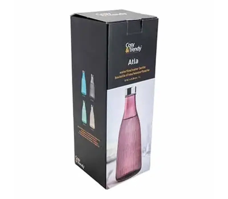 Fles met dop Atla 1 L D10,1xH28cm - Deep Maroon
