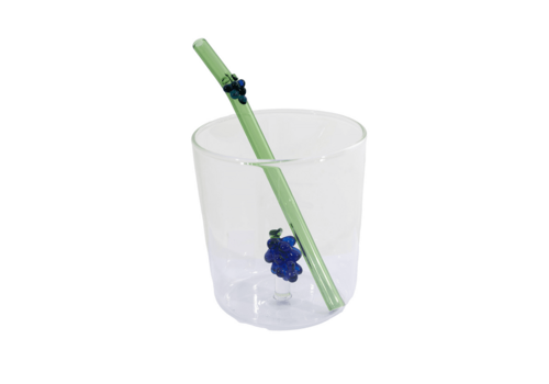 Point Virgule Glass and Straw Set with Grape - 300 ml