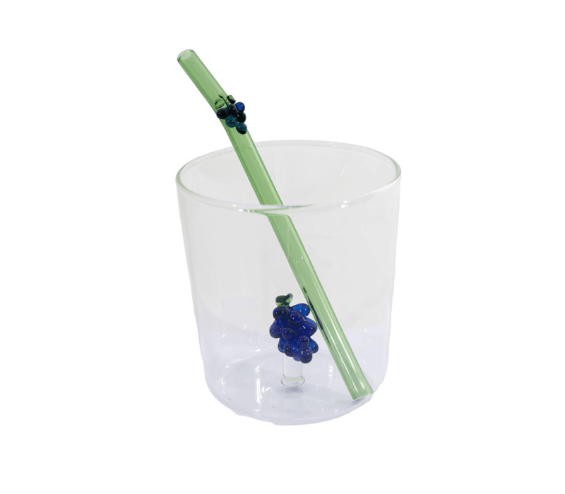 Glas- und Strohhalm-Set mit Traube - 300 ml