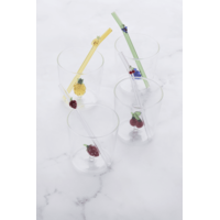 Set van Glas en rietje met Aardbei - 300 ml