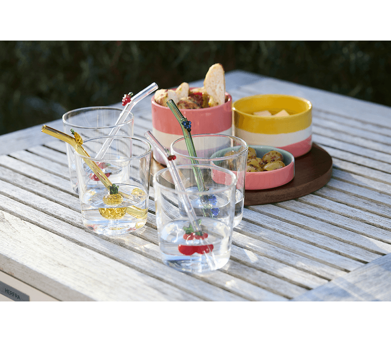 Ensemble verre et paille à la fraise - 300 ml