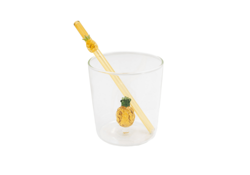 Point Virgule Set of Glass and Straw with Pineapple - 300 ml