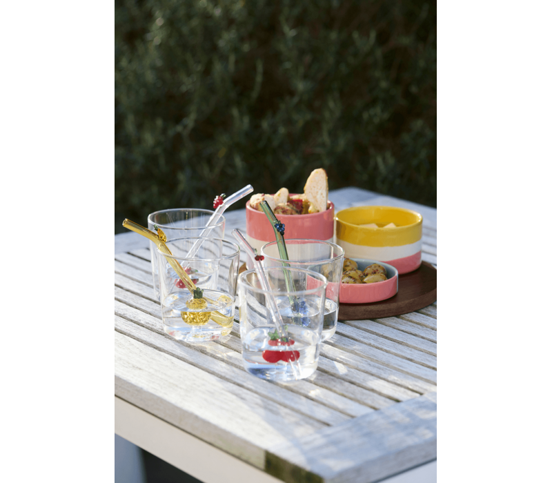 Set of Glass and Straw with Pineapple - 300 ml