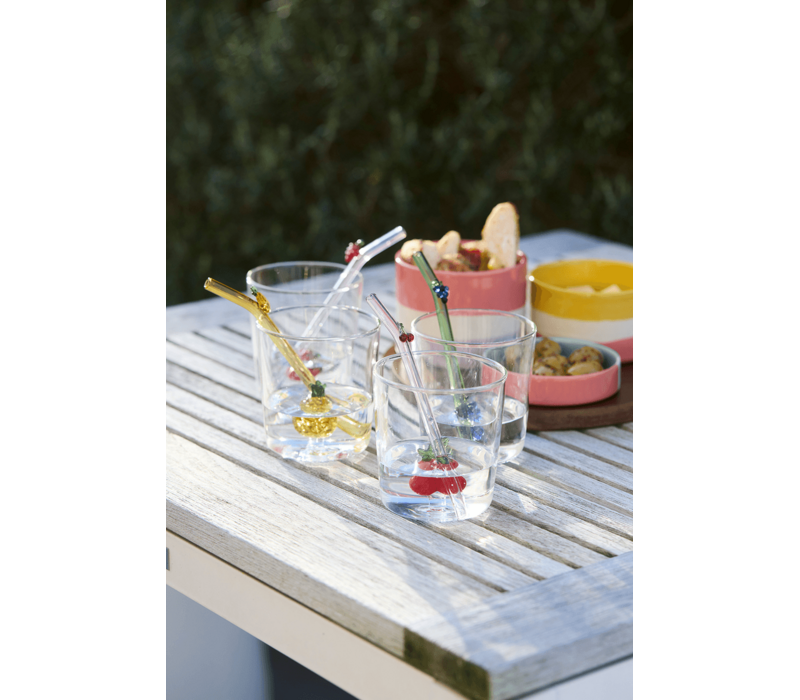 Glas- und Strohhalmset mit Kirsche – 300 ml