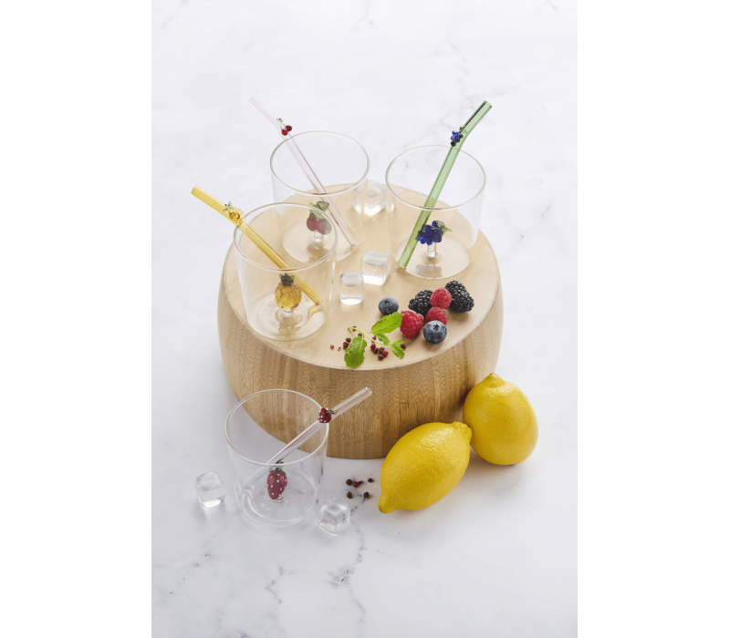 Set van Glas en rietje met Kers - 300 ml