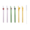 Point Virgule Herbruikbare Glazen rietjes Fruit - 6 stuks & borstel - 16cm