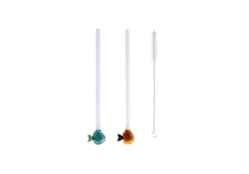 Point Virgule Reusable Glass Straws Nemo Fish - 2 pieces & brush - 20cm