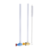 Pailles en verre réutilisables en forme de poisson - Lot de 2 avec goupillon - 20 cm