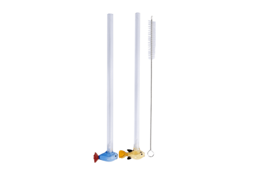 Point Virgule Wiederverwendbare Glasstrohhalme in Fischform – 2 Stück & Bürste – 20 cm