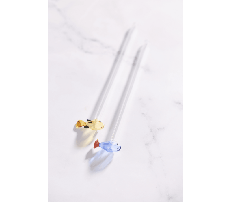 Wiederverwendbare Glasstrohhalme in Fischform – 2 Stück & Bürste – 20 cm