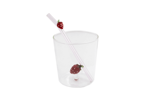 Point Virgule Glas- und Strohhalmset mit Erdbeer – 300 ml