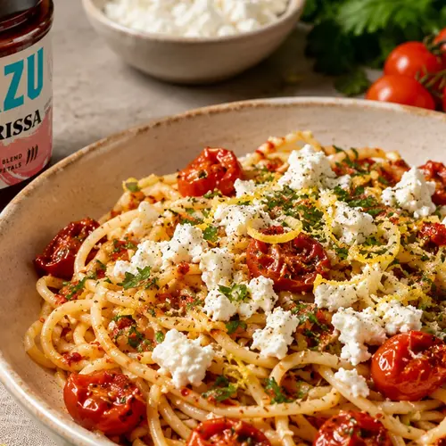 Tonnarelli met rozenharissa