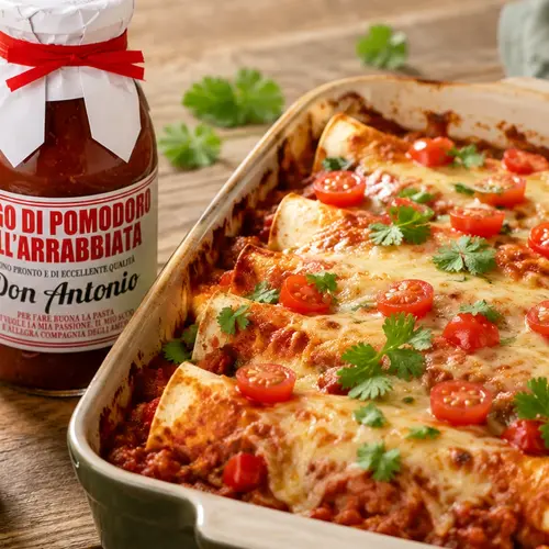 Pittige kip-enchilada’s met arrabbiatasaus