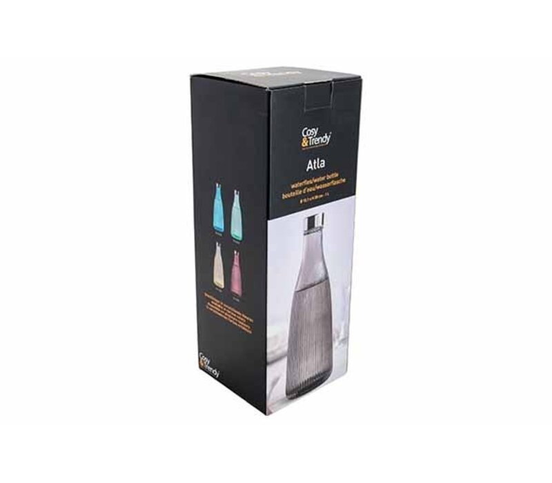 Fles met dop Atla 1 L D10,1xH28cm - Smokey Grey