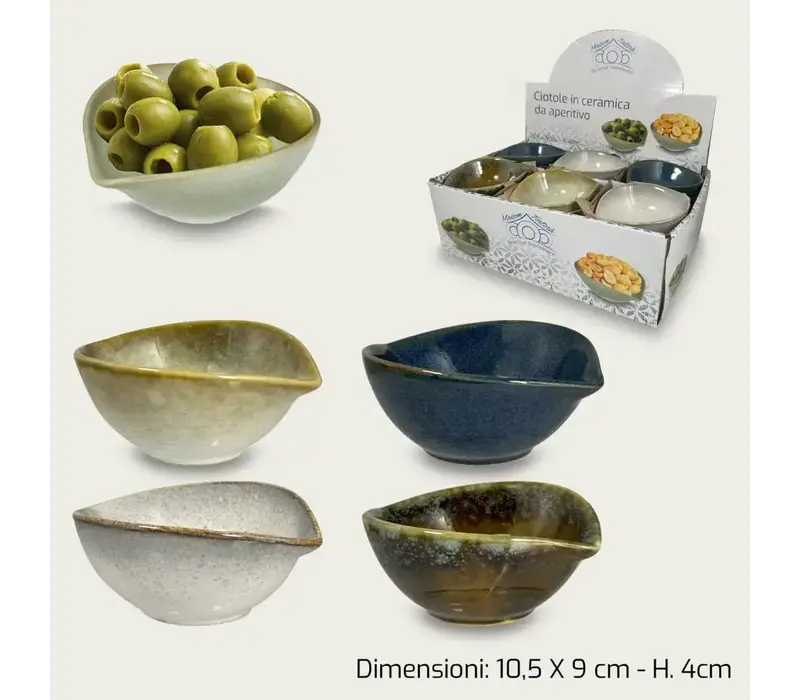 Finger food bowl 80 ml, almond shaped - ceramic, 11 x 9.5 x 4 cm