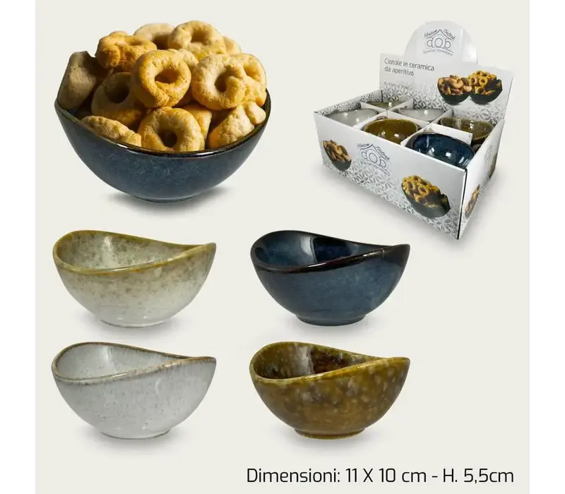 Finger food bowl 120 ml with wavy rim - ceramic, 5.5 cm deep